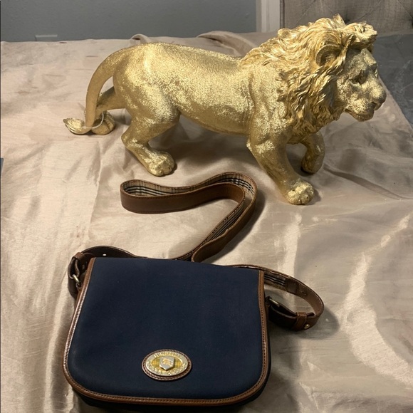 Vintage Burberrys of London Navy and Brown Crossbody Bag EUC - Picture 1 of 11